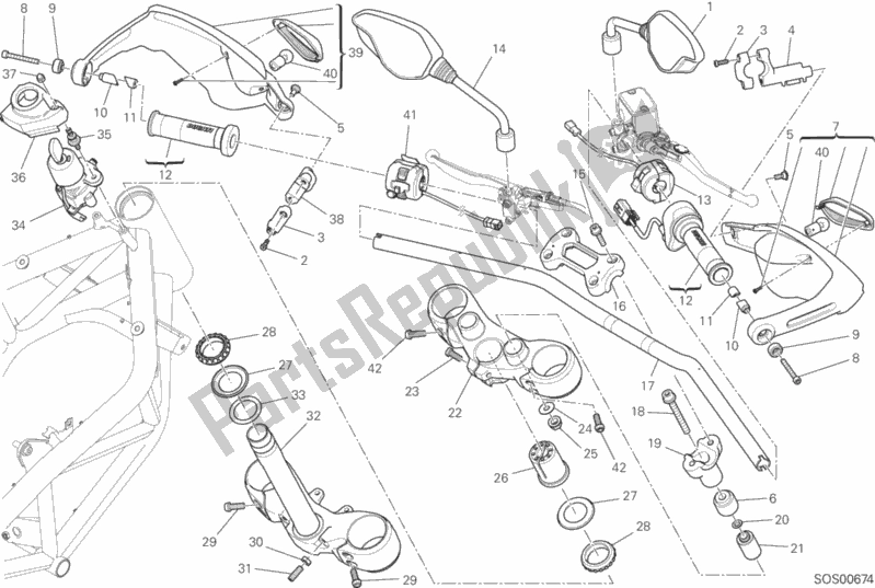 Todas as partes de Guiador E Controles do Ducati Hypermotard Hyperstrada Thailand 821 2015